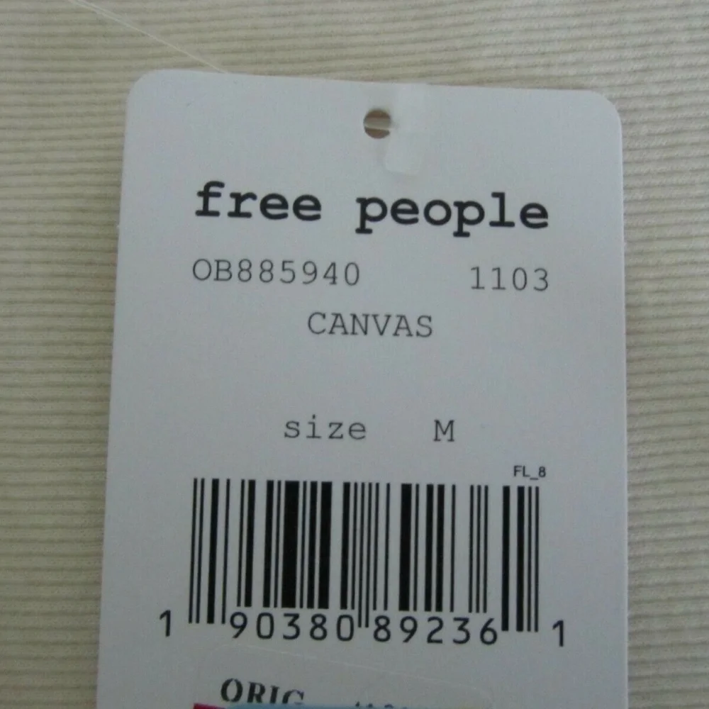 Free People Cream Long Sleeve Scoop Neck Top